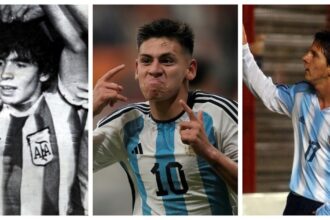 Qué hacían Diego Maradona y Lionel Messi a la misma edad del Diablito Echeverri: dos súper héroes y un juvenil que quiere seguir sus pasos