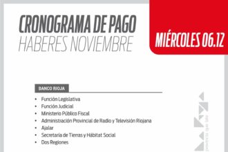 Cronograma de pago a estatales correspondiente al mes de noviembre