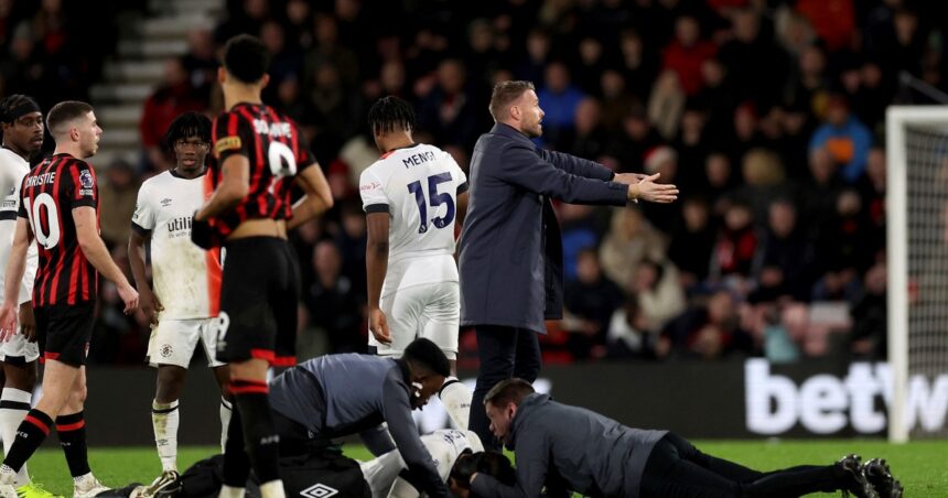 Conmoción en la Premier League: el capitán de Luton Town sufrió un paro cardíaco y se desplomó en la cancha