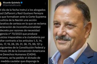 Ricardo Quintela le pidió a la Corte Suprema que declare inconstitucional el DNU de Milei con el patrocinio de Zaffaroni