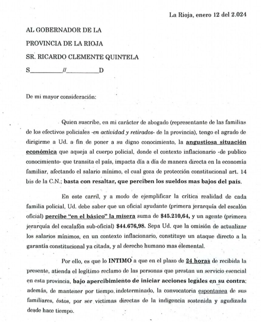 Intimaron al Gobernador Ricardo Quíntela a dar respuestas a personal policial en 24hs