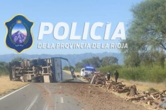 Chamical: Un camión volcó por Ruta Nacional N°79