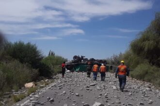 Un camión que viajaba desde La Rioja perdió las ruedas y volcó en Caucete