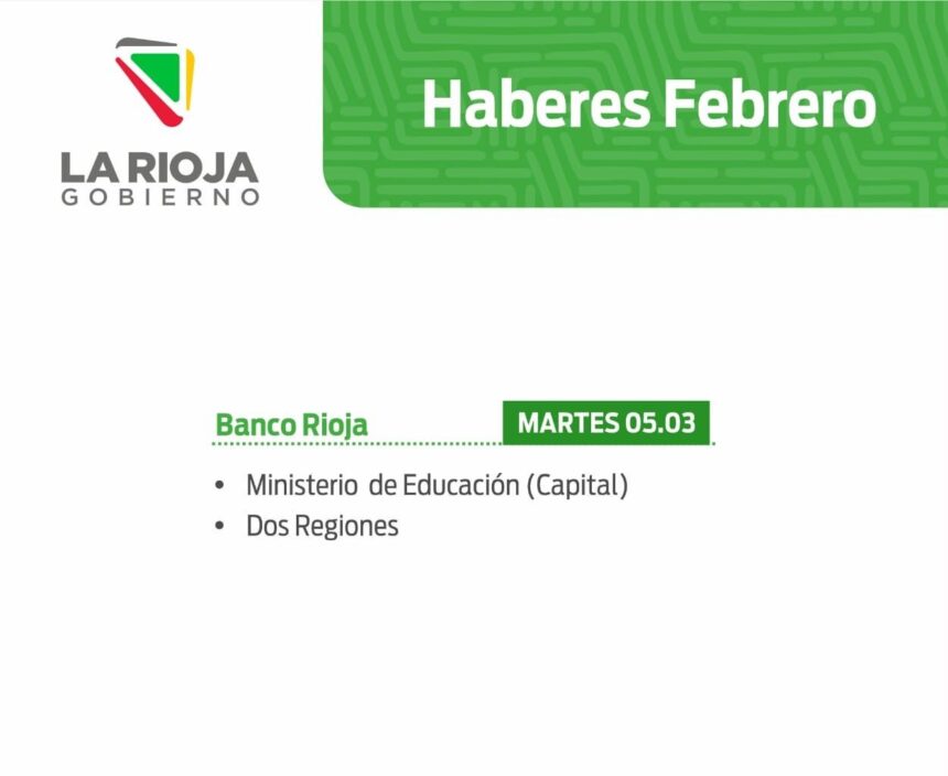 Cronograma de pago a empleados estatales correspondiente al mes de febrero