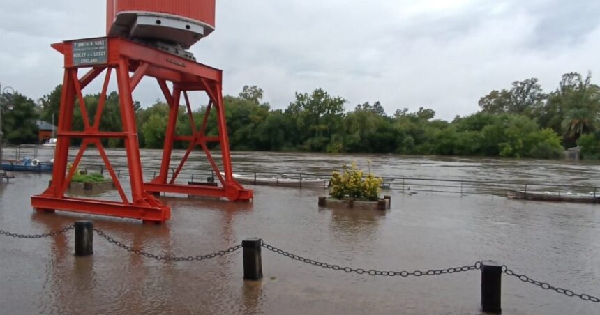 Fuerte crecida del río Gualeguaychú: cuadras bajo el agua, más de 100 familias evacuadas y peces nadando en la calle