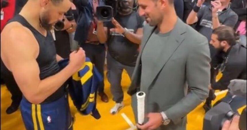 Encuentro de GOAT’s: qué se regalaron Novak Djokovic y Stephen Curry en su saludo después de un partido de la NBA