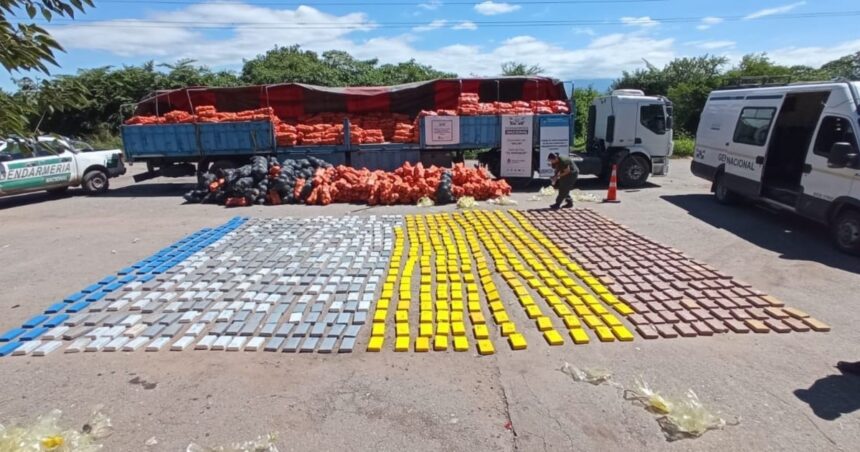 Encuentran casi una tonelada de cocaína en un camión que transportaba zapallos