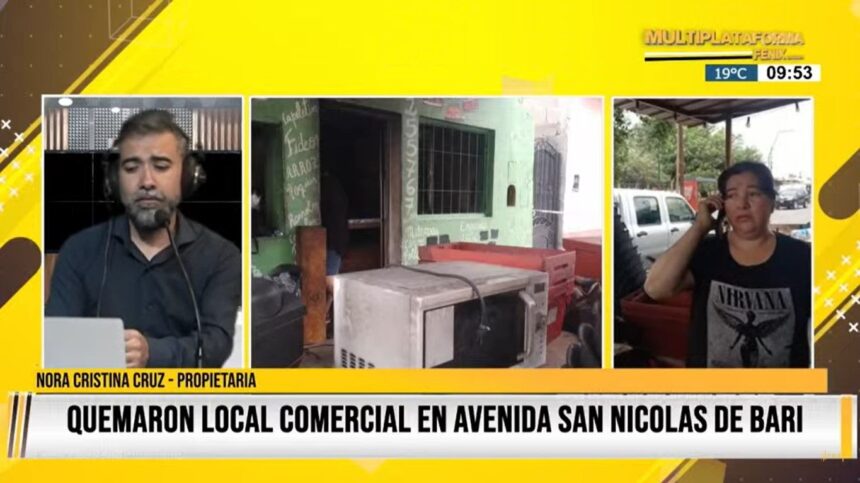 Incendiaron un local de avenida San Nicolas de Bari: “Los vecinos me dijeron de los colombianos, pero yo jamás tuve problema con ellos”