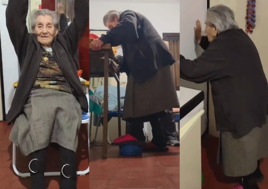 Emma es riojana, tiene 103 años y se hizo viral por mostrar su rutina diaria de ejercicios