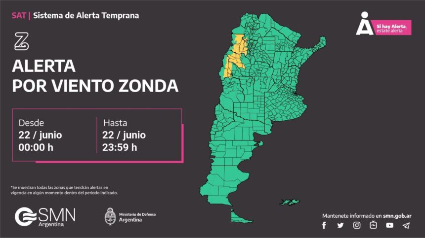 Alerta de viento zonda para La Rioja, Catamarca y San Juan