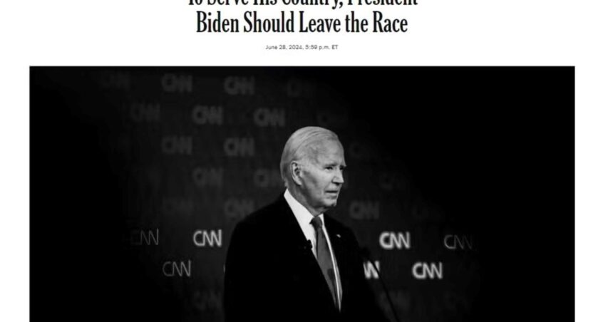 Estados Unidos: un editorial de The New York Times le pidió a Joe Biden que renuncie a su candidatura para “servir al país”