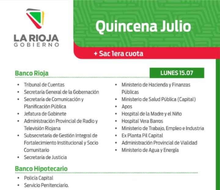 Este lunes inicia el cronograma de pago a empleados estatales de la quincena y aguinaldo