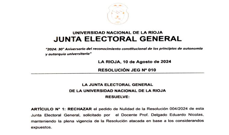 La Junta Electoral de la UNLaR rechazó el pedido de impugnación a la candidatura de Natalia Álvarez Gómez