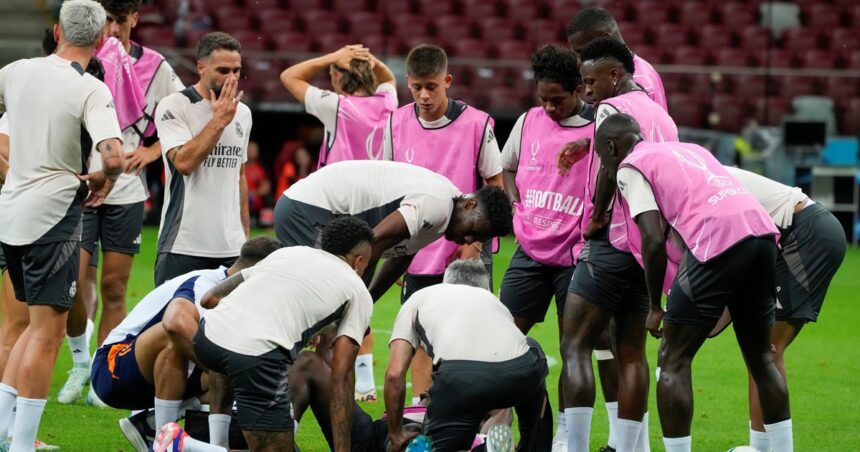 Camavinga, lesión y drama en el Real Madrid: el grito de dolor en un estadio vacío, con Luka Modric llevándose sus manos a la cabeza