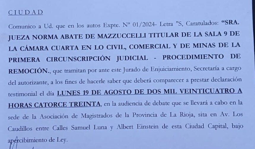 Avanza el proceso judicial contra la jueza Norma Abate en La Rioja