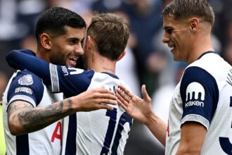 Cuti Romero marcó en la goleada sobre Everton y llegó a 100 partidos con la camiseta del Tottenham