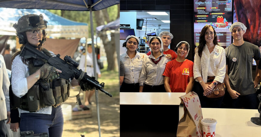 El combo de Victoria Villarruel: empuñó un rifle en Campo de Mayo y compró una hamburguesa en un local de comidas rápidas