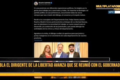 Habló en Fénix el dirigente de La Libertad Avanza que se reunió con el gobernador