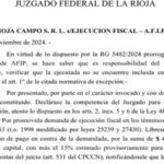 La Justicia Federal de La Rioja inicia ejecución fiscal contra Rioja Campo S.R.L.