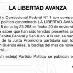 La Libertad Avanza obtiene personería jurídica como partido político nacional