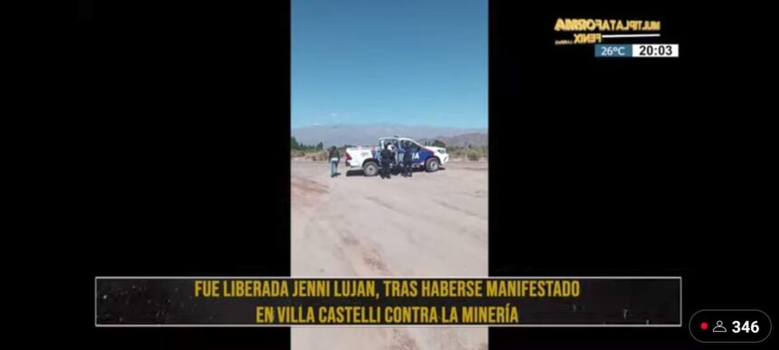 Fue liberada Jenny Lujan tras haberse manifestado en Villa Castelli contra la minería: “Sé que no he cometido ningún delito, solo defendí el agua y la vida”