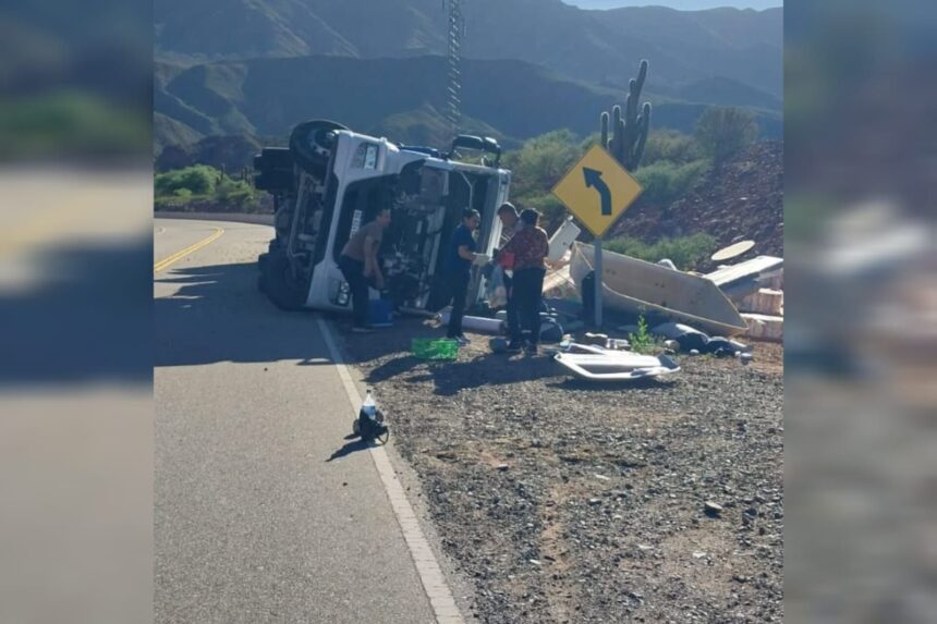 Vuelco de camión en la Ruta Nacional 40: El conductor resultó ileso