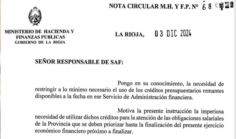 La Rioja prioriza el pago de salarios ante restricciones presupuestarias