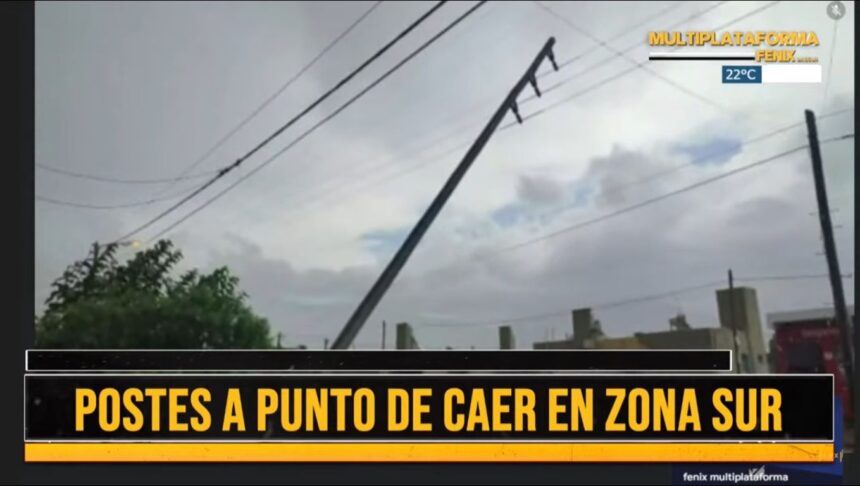 Zona sur: postes a punto de caer por la fuerte tormenta