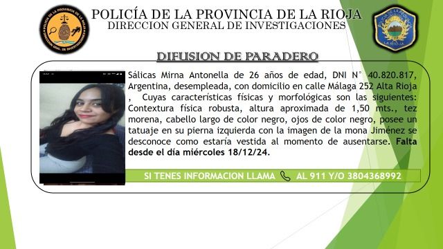 Buscan a una joven de 26 años desaparecida en La Rioja