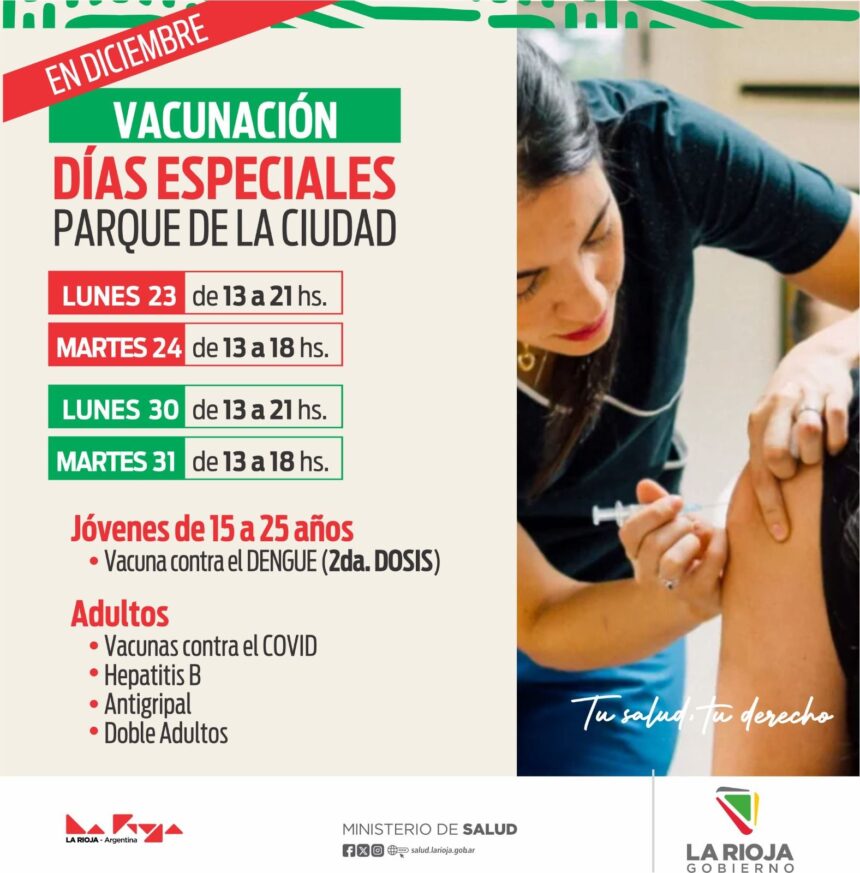 El Ministerio de Salud informa los horarios de atención de los vacunatorios durante las fiestas