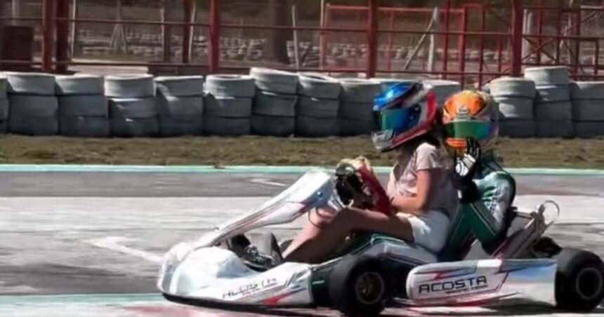 Franco Colapinto sorprendió a todos en Zárate: se subió a un karting, dio una vuelta con una pequeña fanática y se fue en una Ferrari