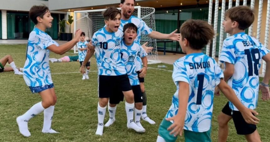 Lionel Messi arrancó el 2025 como campeón: la tierna foto con sus hijos celebrando el triunfo de Delfines contra Lagartos en el desafío familiar