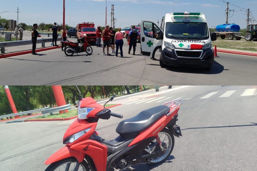 Cuatro personas resultaron heridas, tras caer de su moto frente al Parque de La Ciudad