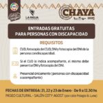 Chaya 2025: Del 21 al 23 de enero se podrán retirar las entradas gratuitas para personas con discapacidad